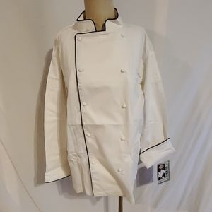 Dickies  Master White Chef Coat w/ Black Piping